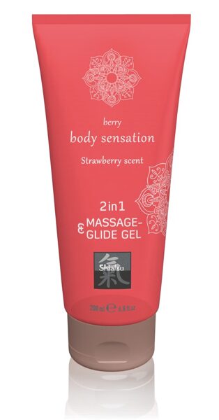 200ml Masāžas eļļa un lubrikants Zemeņu Massage & Glide Gel 2 in1 Strawberry Scent